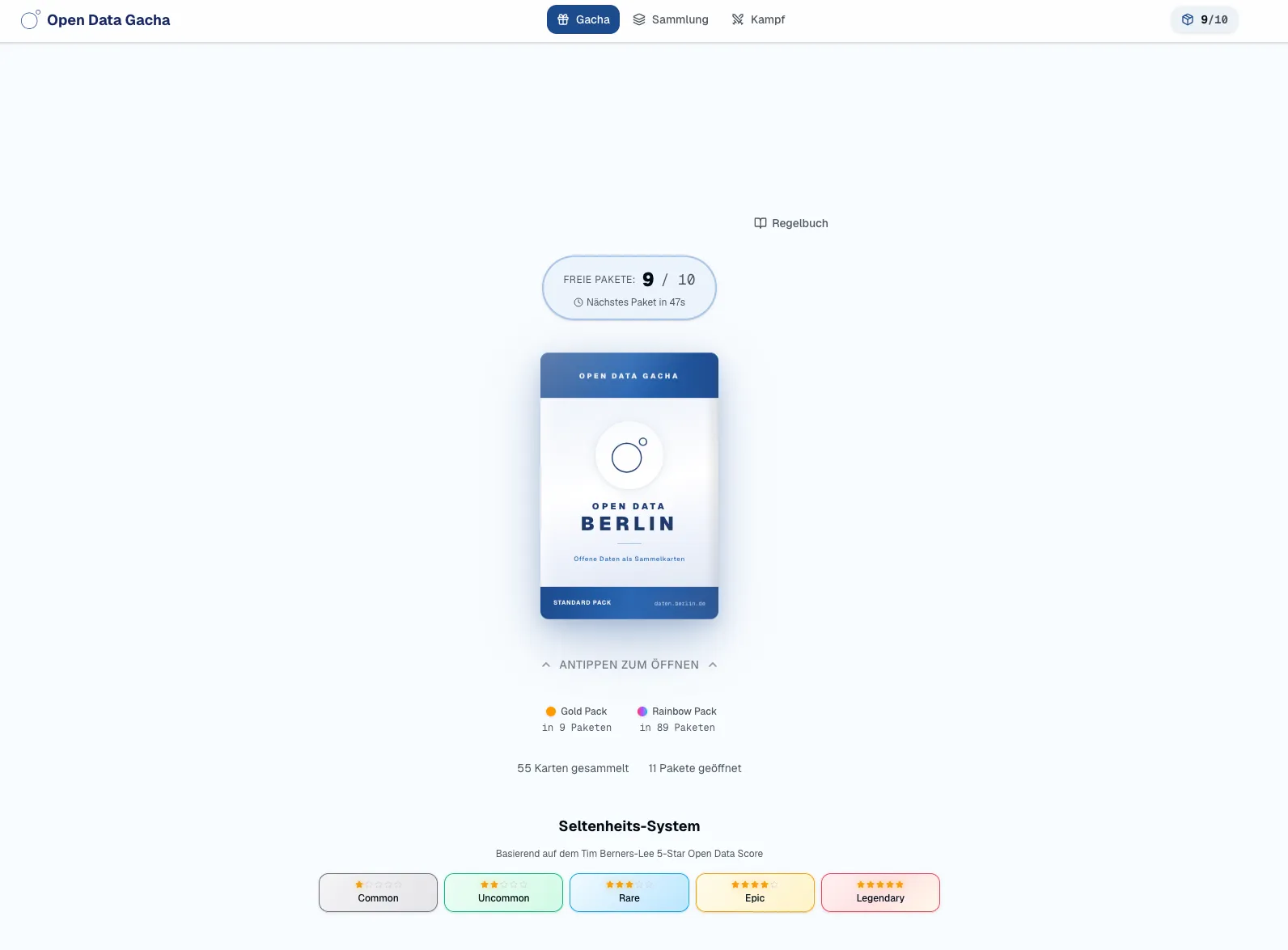 Screenshot von Open Data Gacha